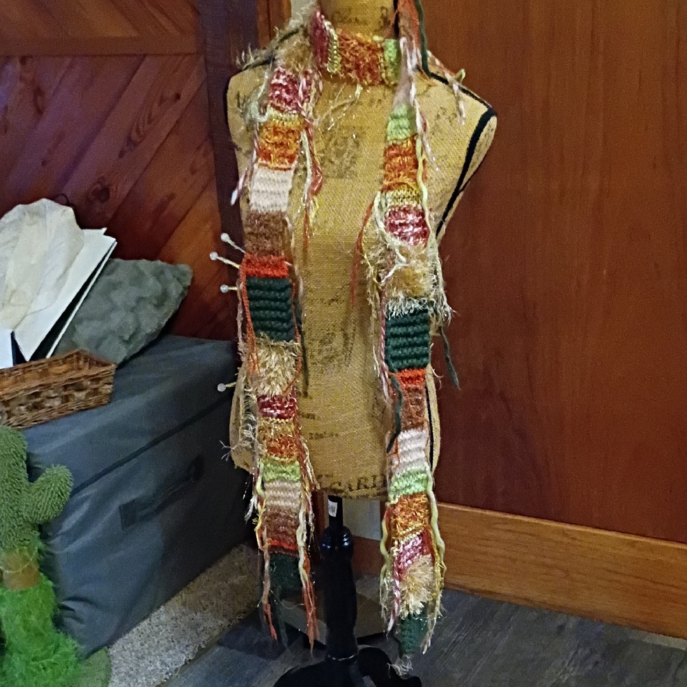 Colorful Knit Scarf with Fringe